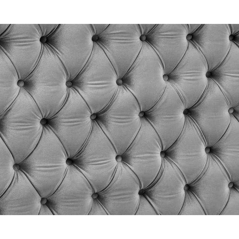 Deskins Low Profile Tufted Upholstered Platform Bed, Gray, Queen
