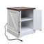 Table de bout en noyer avec fonction de charge - Design rustique et tablette réglable Base blanche Accent latéral foncé-931028581