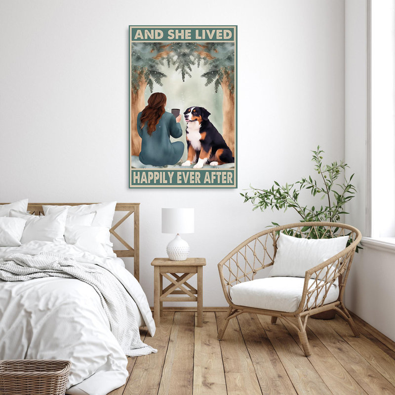 Ineda " Ineda Bernese Mountain And She Lived Happily ", 14" H x 11" W x 1.25" D