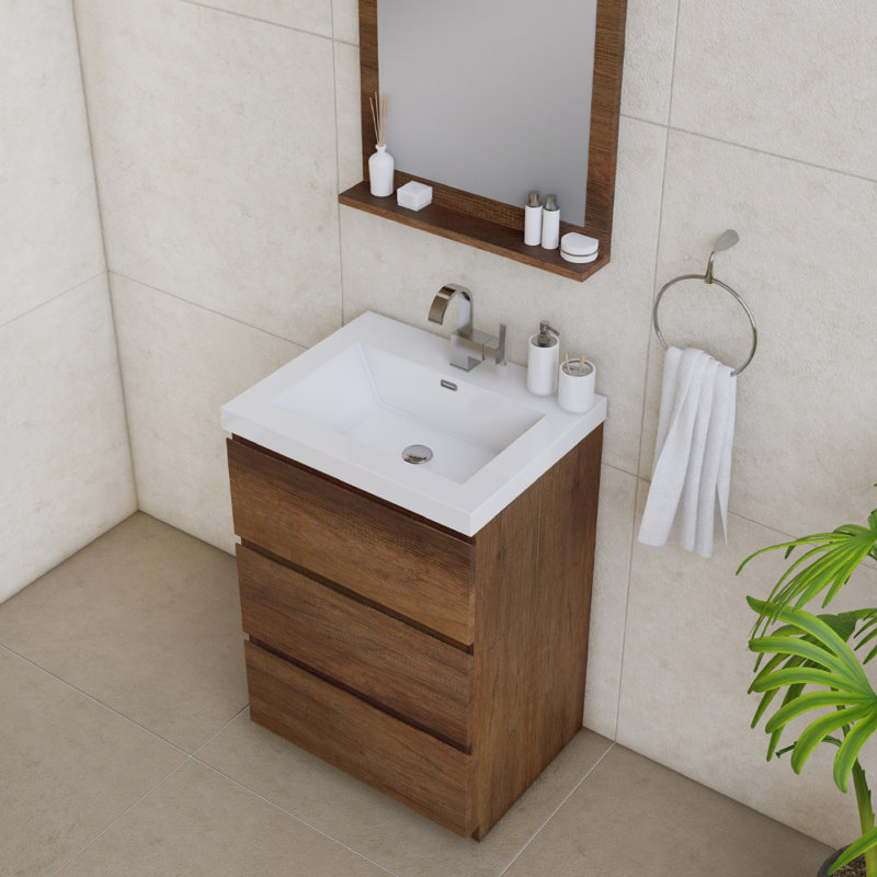 Ensemble de meuble-lavabo simple 24 po Arjina, Bois de rose
