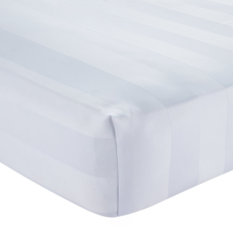 So Soft Satin Stripe Fitted Sheet, Super King, White