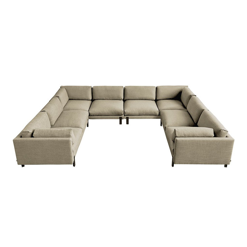 Silverlake U Shaped Sectional, Andorra Almond Performance Basketweave