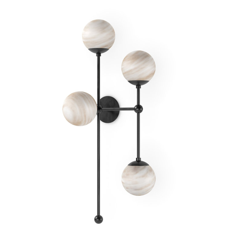 Armstrong 4 - Light Armed Sconce, Black Gunmetal, Marbled Matte