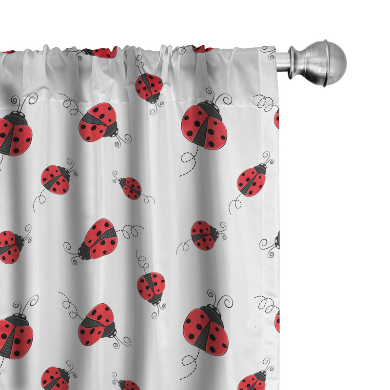 Ladybugs Semi-Sheer Rod Pocket Sliding Panel, 28" x 63"