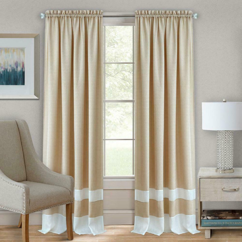 Rideau semi-diaphane avec passe-tringle Renken, Taupe, 52 po x 84 po