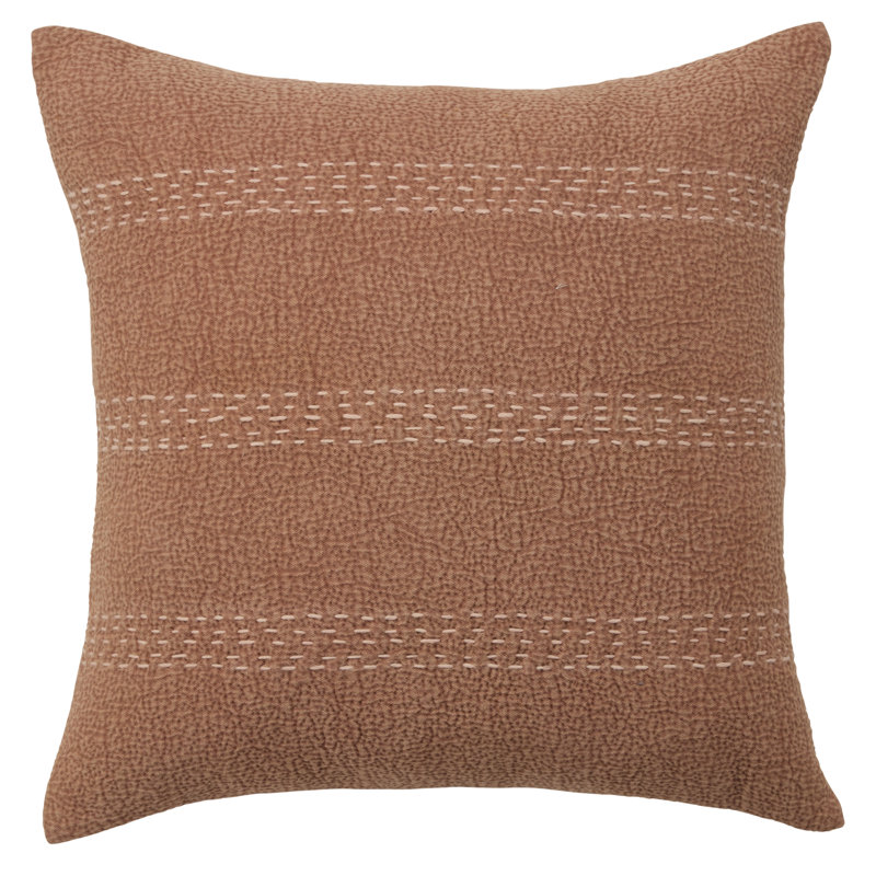Lexington Embroidered Cotton Throw Pillow, Terracotta, Down