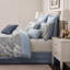 De literie pour très grand lit, jacquard chenille bleu, style chambre à coucher élégante