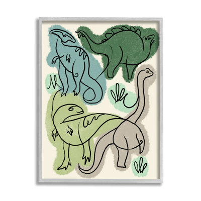 Abstrait, dinosaure, safari, reptiles, dessin au trait moderne, ferme grise, estampe numérique, art texturé par Daphne Polselli
