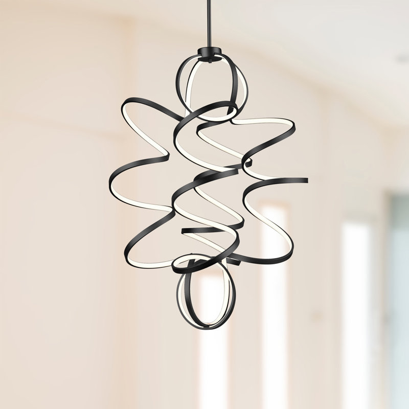 Luminaire suspendu géométrique à DEL Synergy, H 41,375 po x l 31,5 po x P 31,5 po, Noir