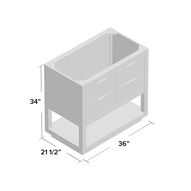 Base de meuble-lavabo simple 36 po Allie, Argent blanc / brossé