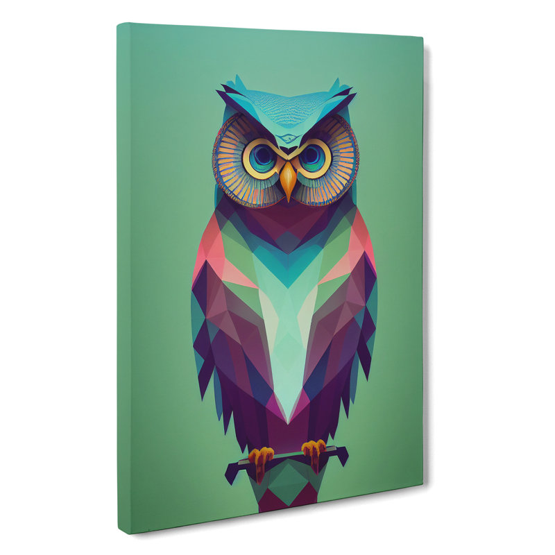 Geometric Owl No.3 Abstract - Wrapped Canvas, 76cm H x 50cm W x 3cm D