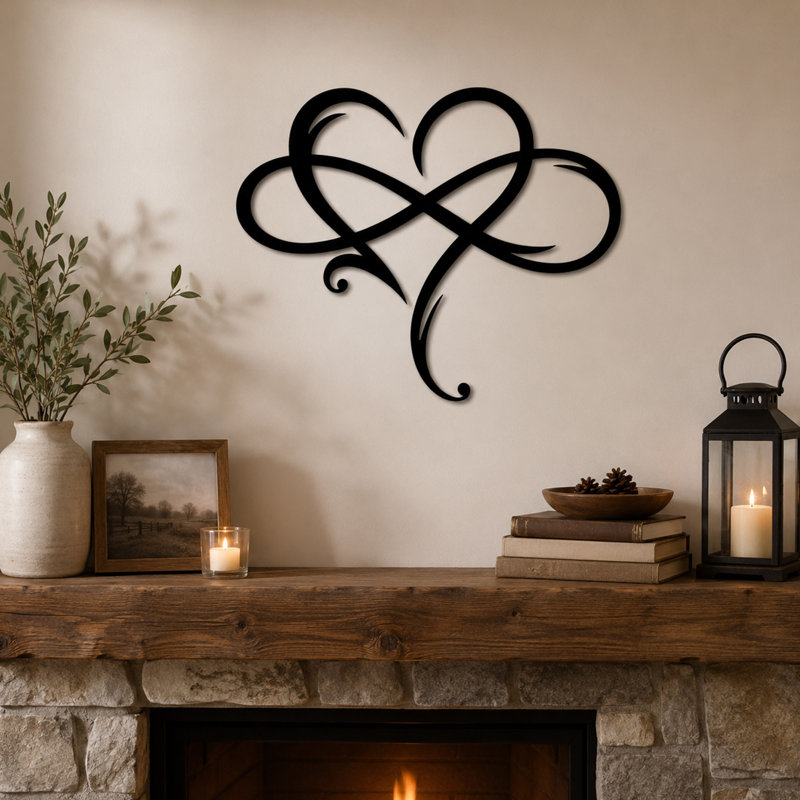 Infinity Heart Metal Wall Decor, Romantic Love Design