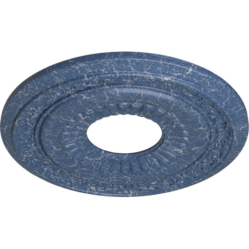Médaillon de plafond Endurathane Biddix, DE 20 7/8 po x P 1 1/4 po (convient aux auvents jusqu'à 7 1/2 po), finition dorée de pharaons peinte à la main