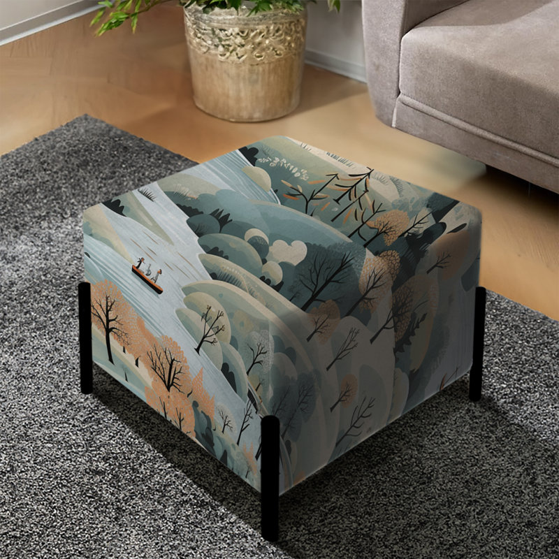 Paysage d'été scandinave - repose-pieds carré floral