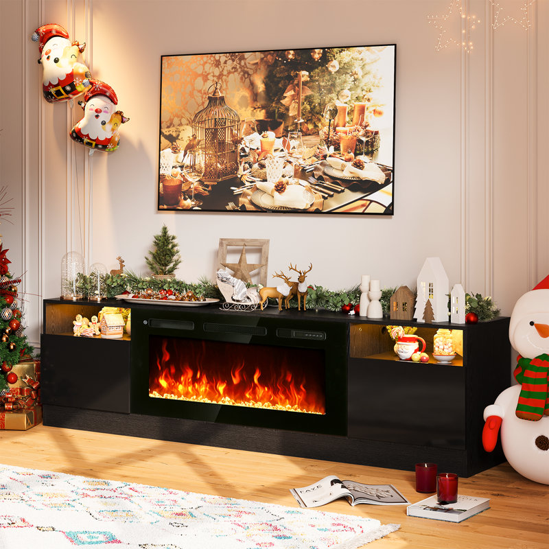 70’’ Media Console for TVs up to 78” with 36” Electric Fireplace, Black