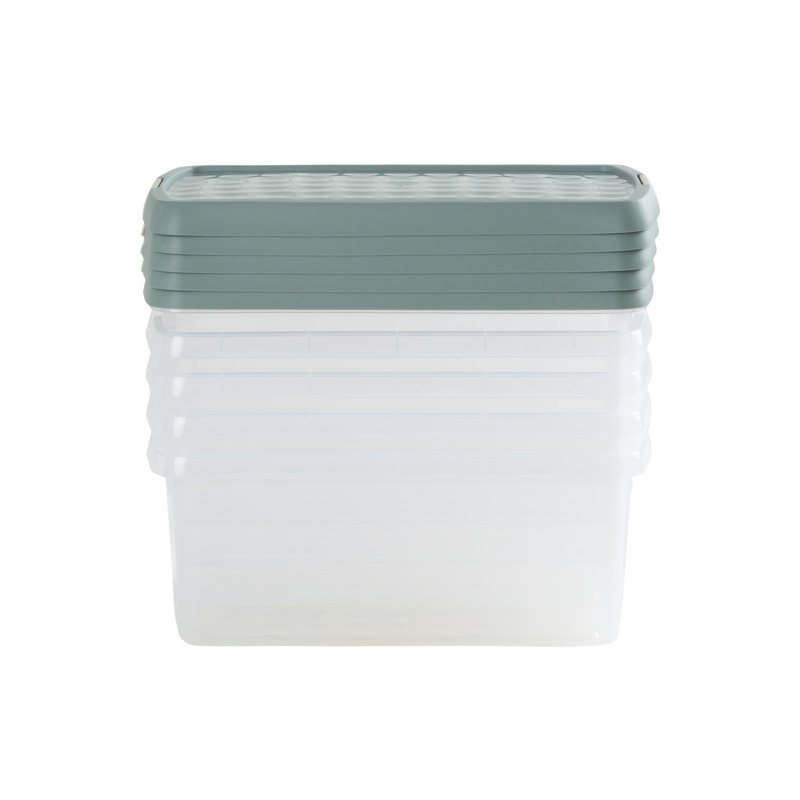 Wham Clip Rectangular Plastic Storage Boxes with Secure Clip Lock Lids Clear/Green Milieu/Stone, Green, 10.5 Liters