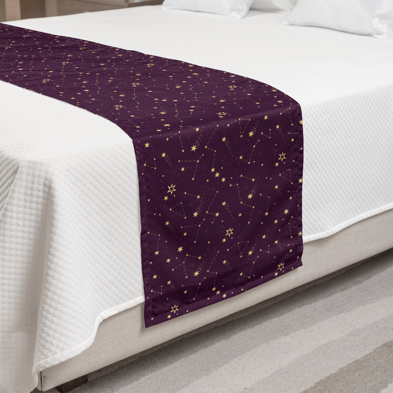 Chemin de lit Ambesonne Univers Constellations Cosmos ciel prune et brun pastel, Très grand lit
