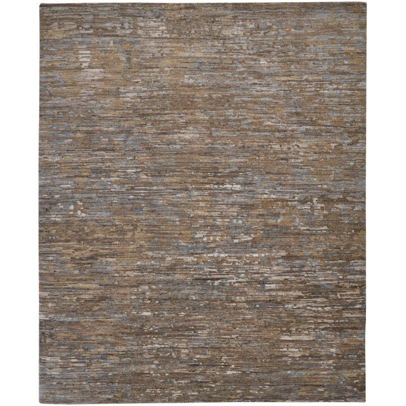 Handmade Hand-Knotted Wool Brown/Gray Rug, Rectangle 3'6" x 5'6"