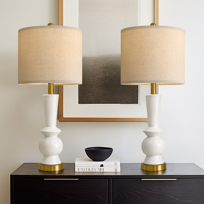 27 Lamp lampe blanche minimaliste en céramique ， convient aux salons, tables de chevet et tables basses.
