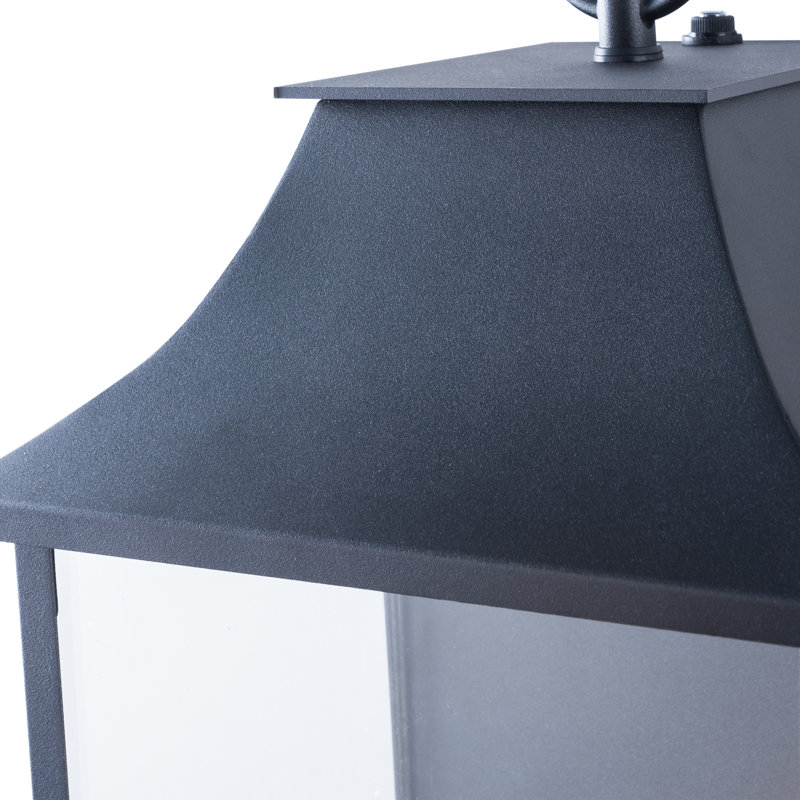 Wilcher 3-Light Dusk-to-Dawn Outdoor Wall Lantern, 25" H x 10" W x 8" D, Matte Black/Gold