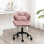 Chaise de bureau pivotante réglable - recouverte de velours, mousse confortable, rotation à 360 degrés, relevable, base avec revêtement de siège, rembourrage en mousse haute, pivotant à 360 degrés, métal