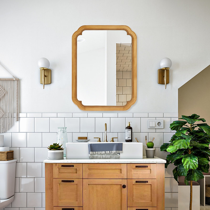 Armoire de rangement murale à miroir en bois 31,5 "X 23,82" avec tablettes de rangement