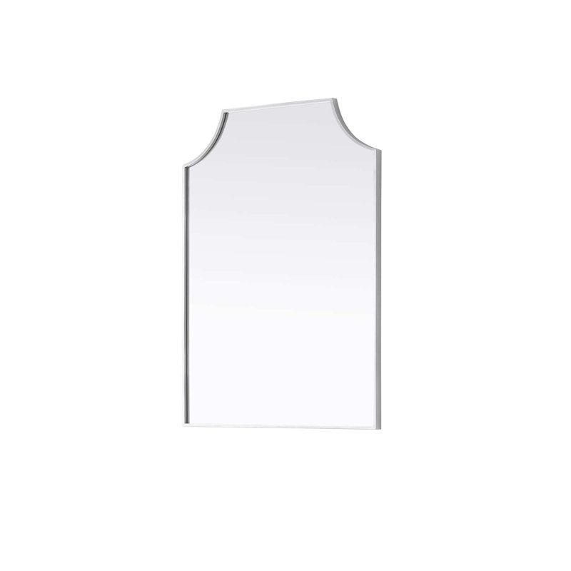 Notched Metal Mirror 24x42 inch in Silver, Silver, 42" x 24"