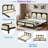 Wood Platform Bed With Rattan Headboard-665575496-665575497