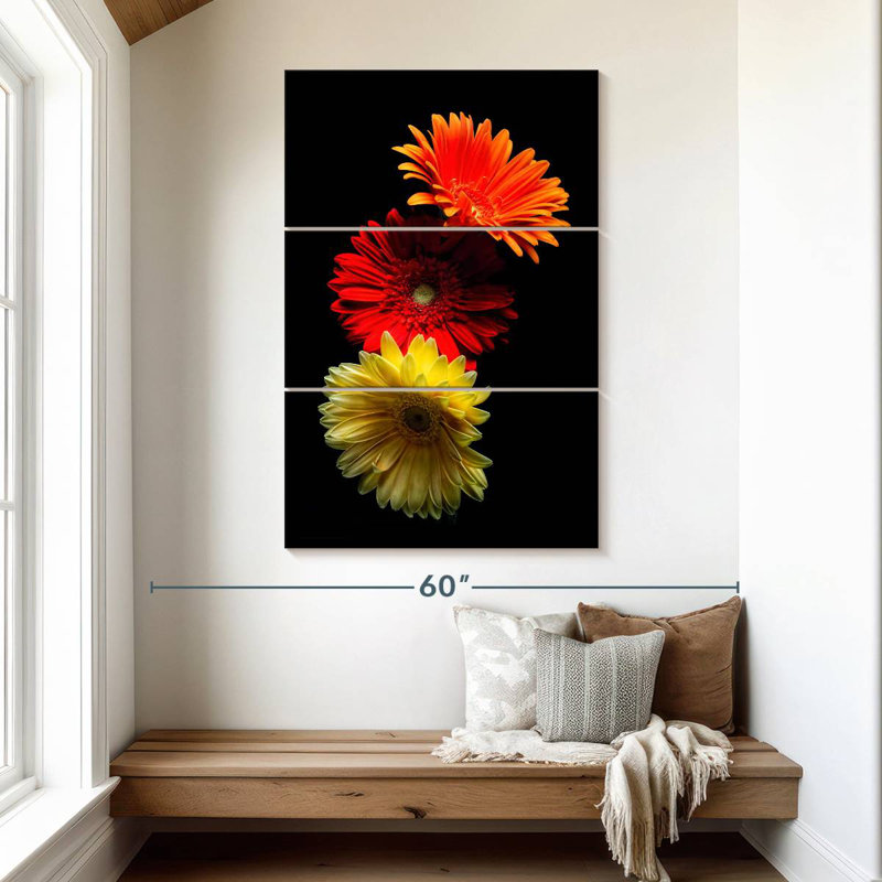 Trois marguerites lumineuses Harnek, H 50 po x l 32 po