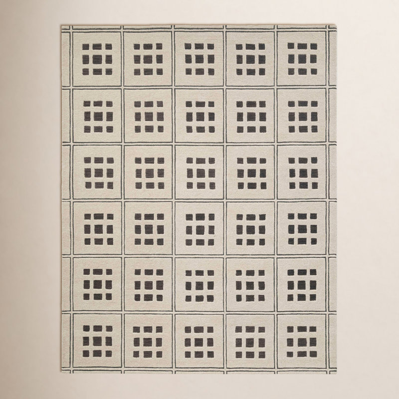 Tapis d'intérieur en laine touffeté à la main Malivid, Rectangle de 5 pi x 8 pi