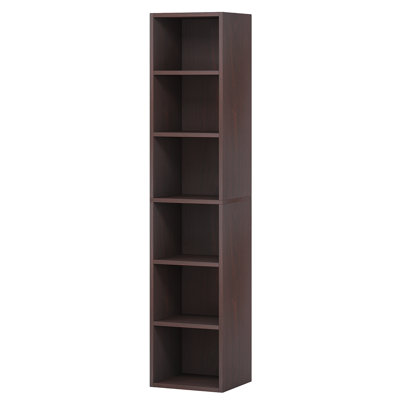70.9" Cherry 6-Tier Narrow Corner Cube Bookcase Storage For Living Room, Office, Bedroom