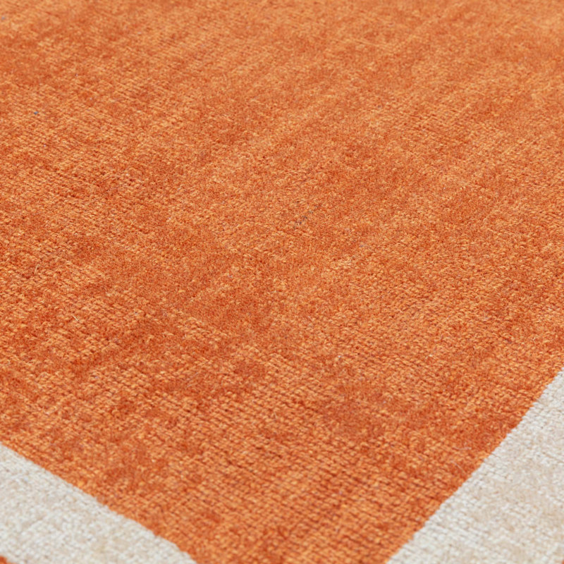 Anwitha Bordered Handmade Orange Area Rug, Rectangle 120 x 170cm