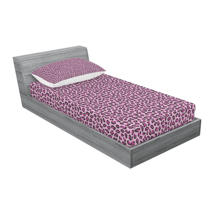 Microfiber Animal Print Sheet Set, Twin Sheet Set with Fitted Sheet, Jaguar Animal