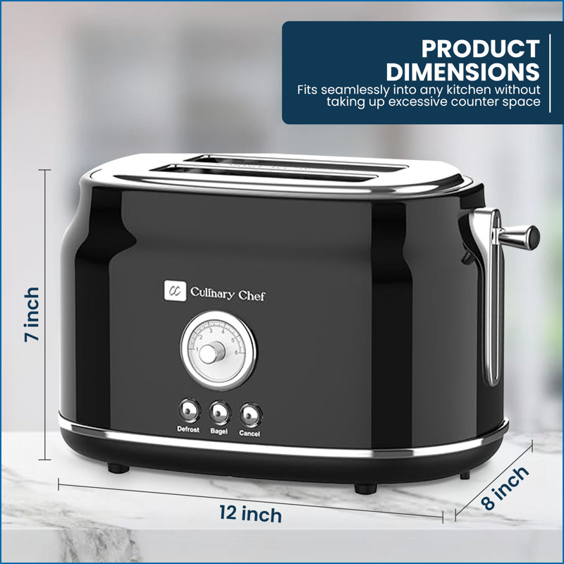 Chef culinaire, grille-pain 2 tranches, design rétro, Noir, noir, noir, noir