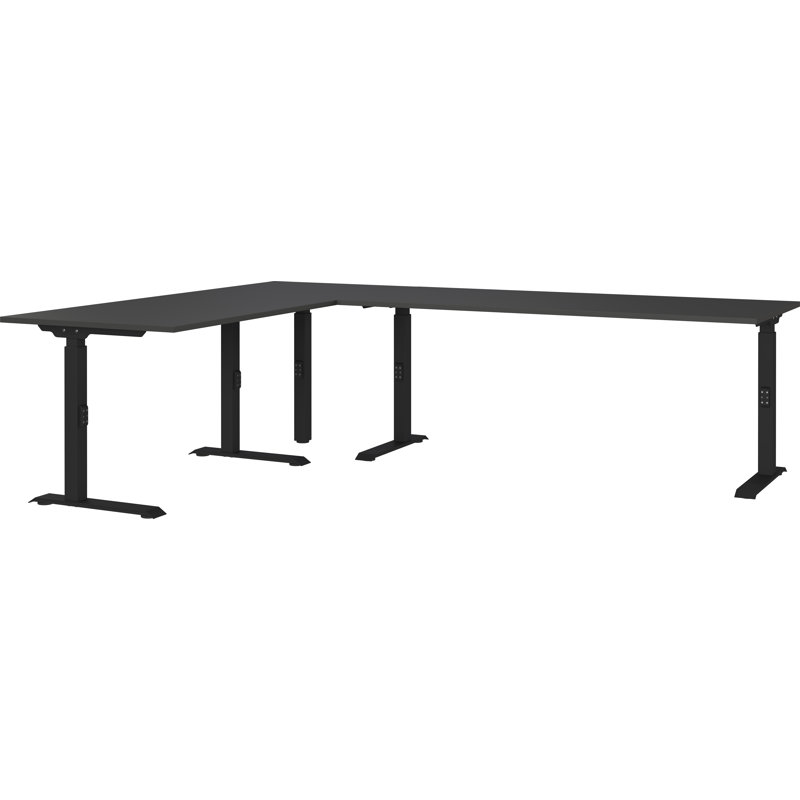 Mastandrea Adjustable L-Shaped Metal Base Standing Desk, Graphite, 91cm H x 240cm W x 220cm D