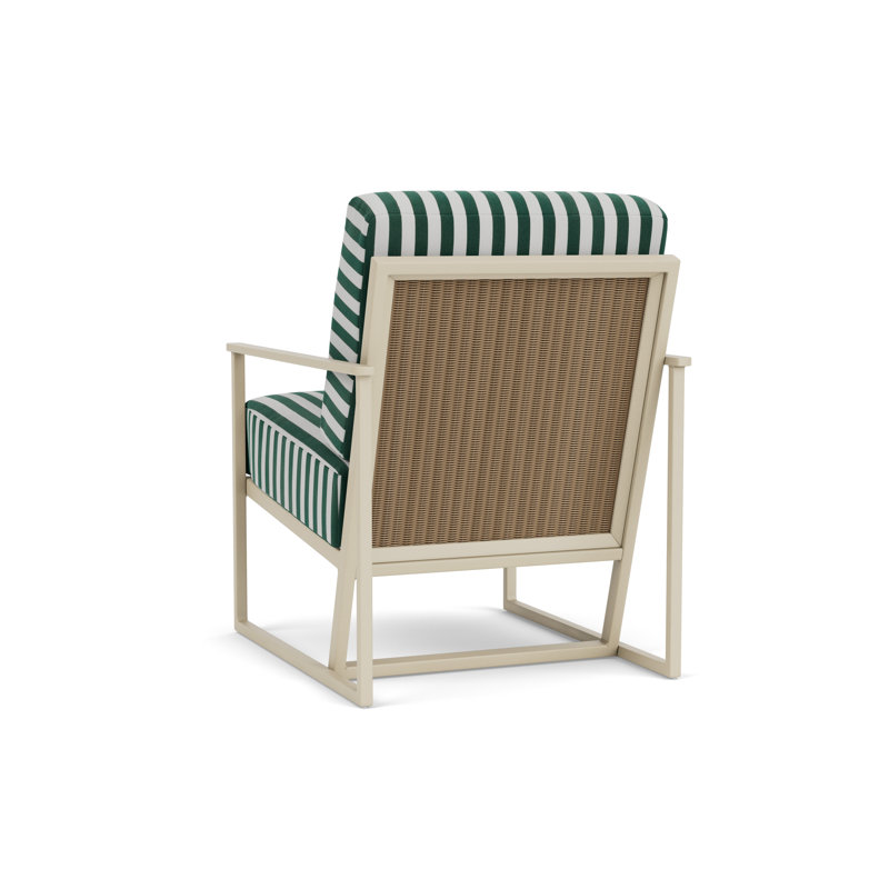 Summit Outdoor Lounge Chair, Safari White Stripe, Fawn, Linen