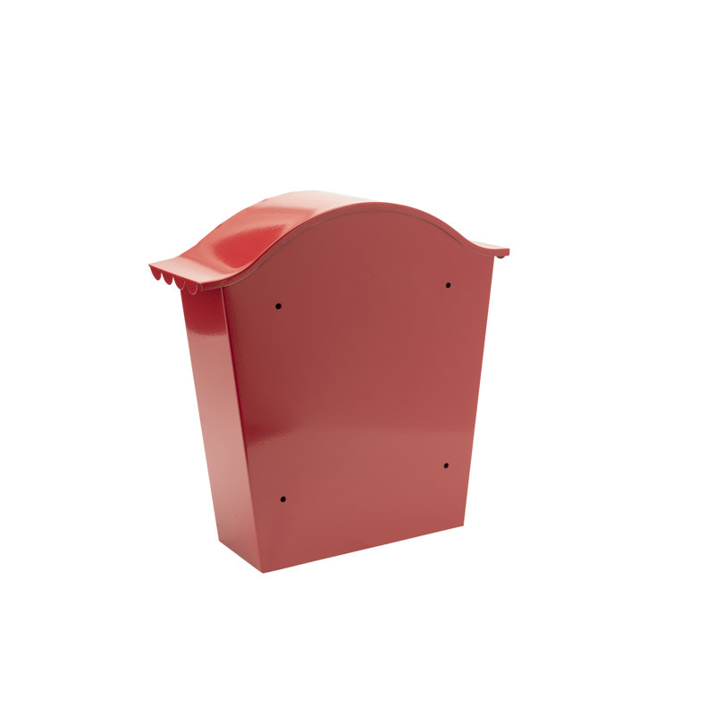 Classic Wall Mounted Galvanised Steel Lockable Weatherproof Post Box - 36x37x13cm, Red