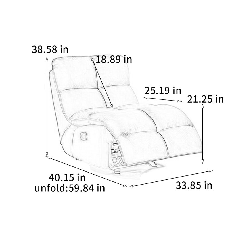 Fauteuil inclinable confortable sans accoudoirs, Brun jaunâtre