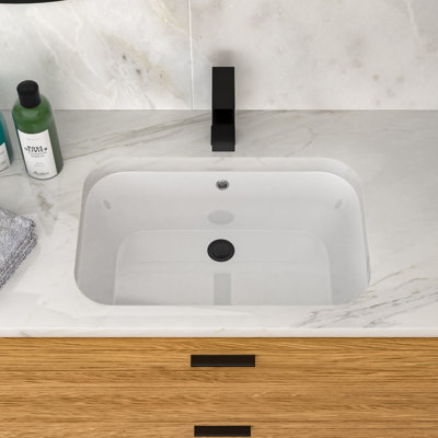 Lavabo de salle de bain encastré en céramique 22 "x 15,25" blanc avec trop-plein