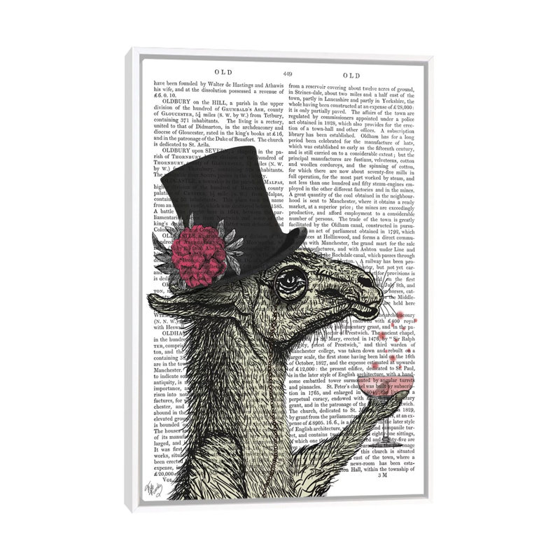 «Llama Lush I» par Fab Funky - impression d'art graphique, H 26 po x l 18 po x 1,5 po, Toile blanche encadrée, Aucun mat