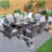 6 - Person Wicker Patio Dining Set with Rectangular Table , Cushions Included-93779178-93779177