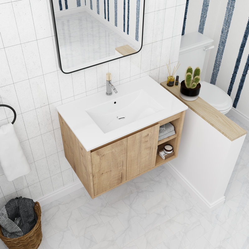 Meuble-lavabo mural simple 30 po avec comptoir en céramique Wicoven