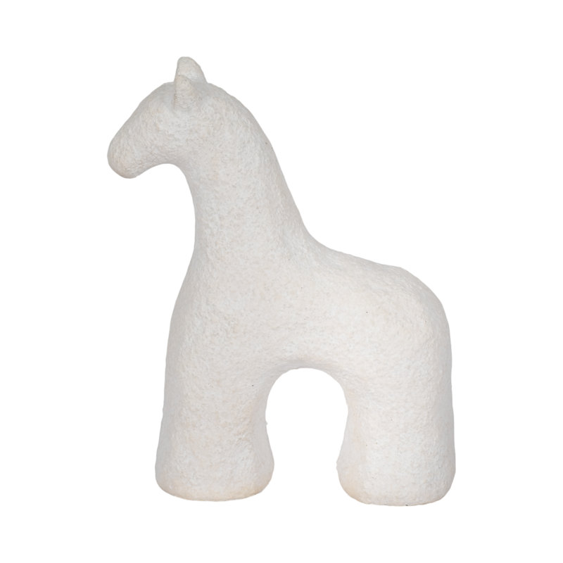 Neutral Textured Horse Decorative Object, White, 7" H x 3" W x 3" D