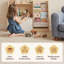 Bibliothèque pour enfants en bois naturel à 2 niveaux avec élingues en tissu pour chambre ou salle de jeux-1218261305-1218261304