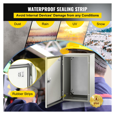 NEMA 4X Steel Electrical Enclosure Box, IP66 Waterproof & Dustproof Outdoor Junction Box with Mounting Plate