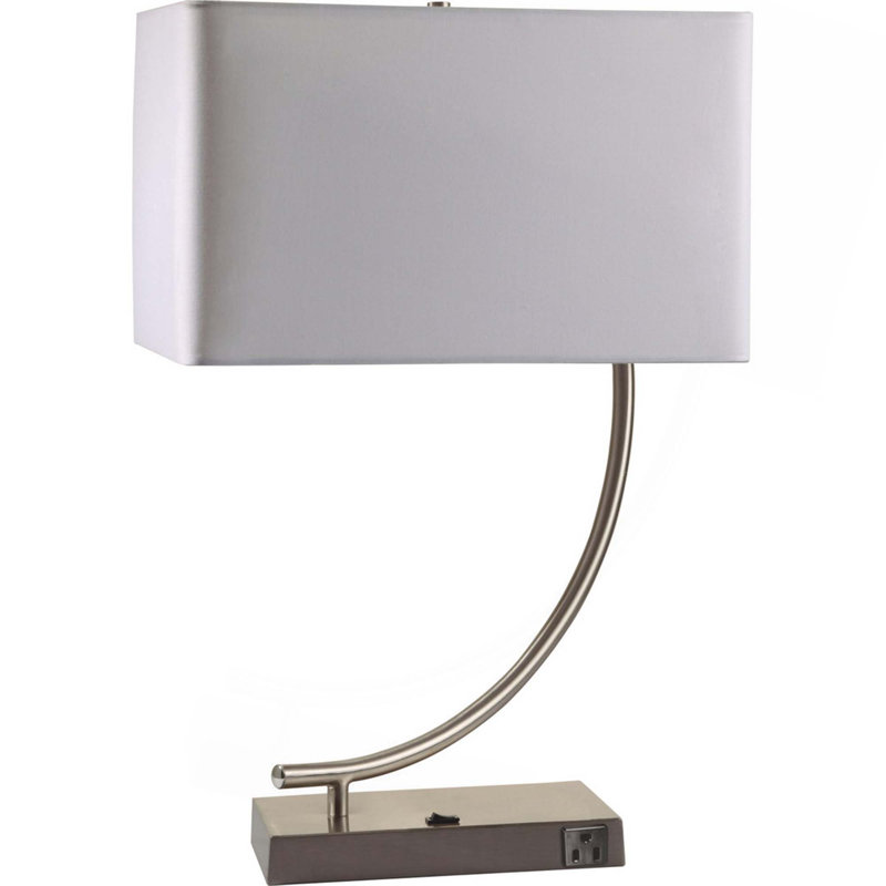 Lampe de table haute 22,5 po en métal avec design incurvé, abat-jour blanc