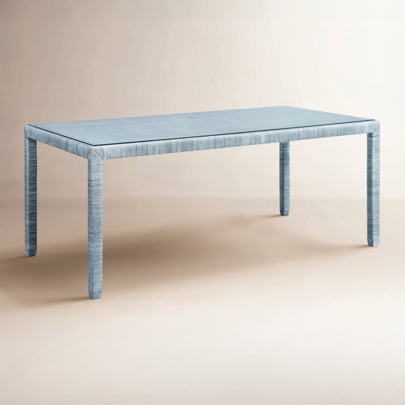 Pine Isle Glass Dining Table, Sea Glass