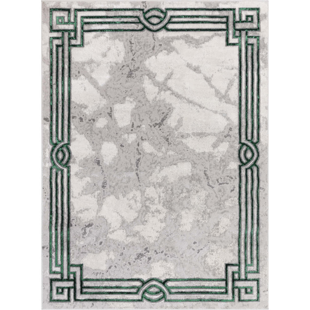 Kampen Fairmont Glam Marble Pattern Green Area Rug Mercer41 Rug 