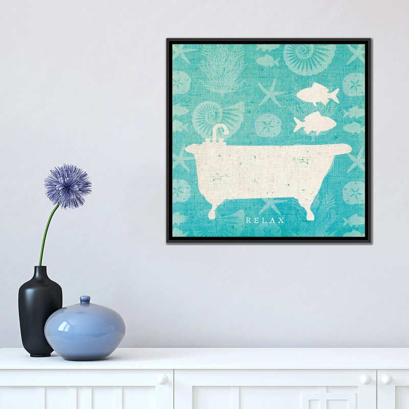 «Pacific Bath I», impression sur toile tendue, H 18 po x l 18 po x P 1,5 po, Pas de tapis, Toile encadrée noire