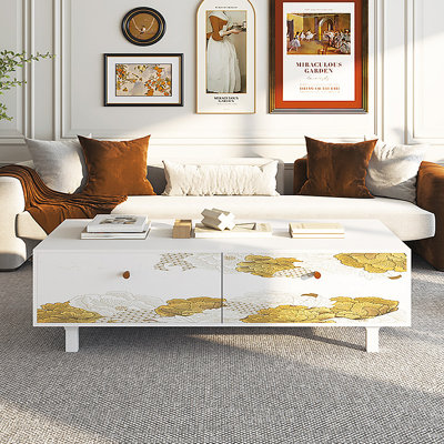 Table basse avec rangement peint français rétro
